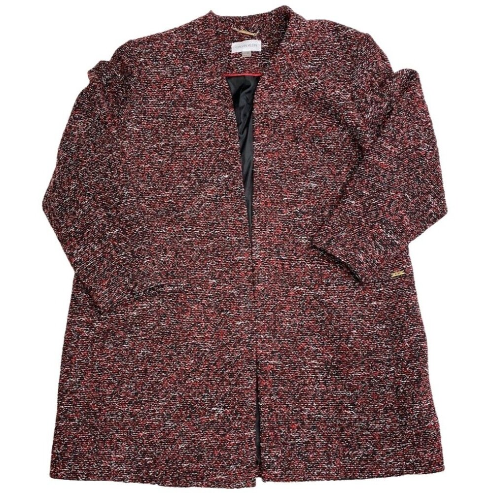 Calvin Klein Blazer Jacket Women's 18W 2X Tweed Menswear-Style Long-Length NEW - Picture 7 of 15